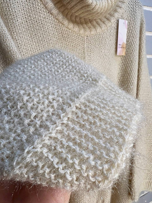 Свитер женский MY FASHION 3267 паутинка оверсайз широкий воротник хомут удлиненный, бежевый, 44-48 Киев - изображение 2