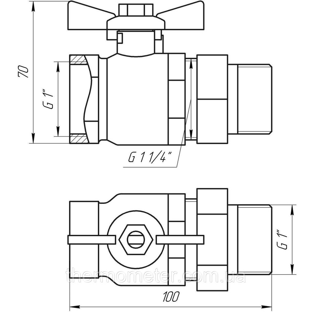 Кран кульовий ARCO 1″ SENA 154105 прямий з американкою (754105) Киев - изображение 2