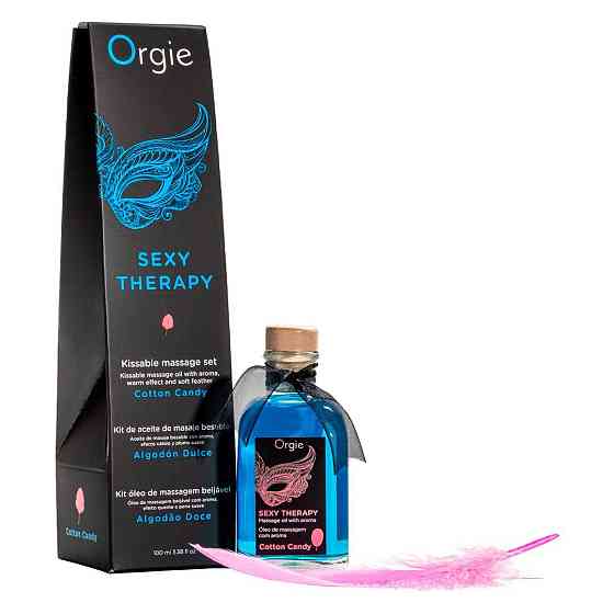 Набір для масажу Orgie – Sexy Therapy Cotton Candy (100 мл), їстівна розігрівальна олія + пір’їнка Sex Aura Київ