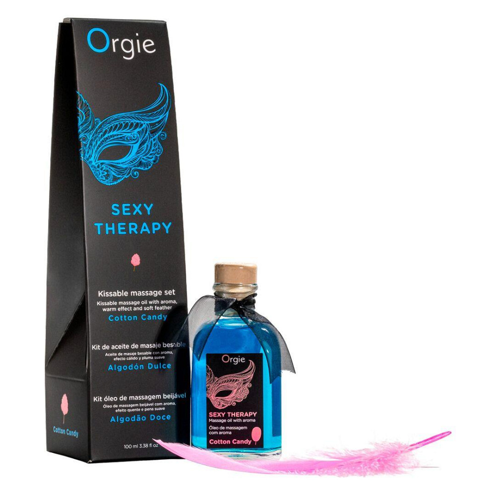 Набір для масажу Orgie – Sexy Therapy Cotton Candy (100 мл), їстівна розігрівальна олія + пір’їнка Sex Aura Київ - фото 1