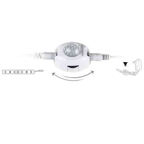 Інфрачервоний датчик руху PIR 5-24В 5А для LED стрічки 30-600с 120° 3-5м автоматичний вимикач 48x35x31мм Київ