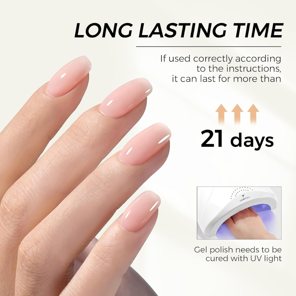 Гель-лак TOMICCA Jelly Nude Pink 8 мл, полупрозрачный нюдовый розовый, UV/LED, глянцевый, soak-off, для маникюра Киев - изображение 3