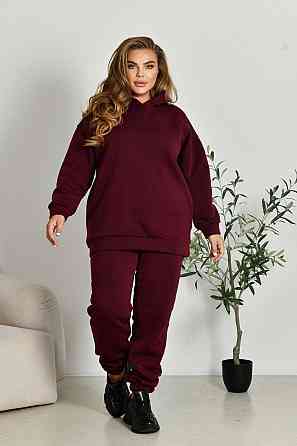 Жіночий прогулянковий костюм: худі та штани батал у спортивному стилі тринитка на флісі Марсал, 52/54 Одеса