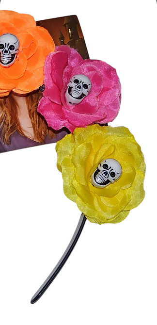 Обруч Квіти з черепами на Хелловін 17 на 17 см Німеччина різнокольоровий Київ - фото 3