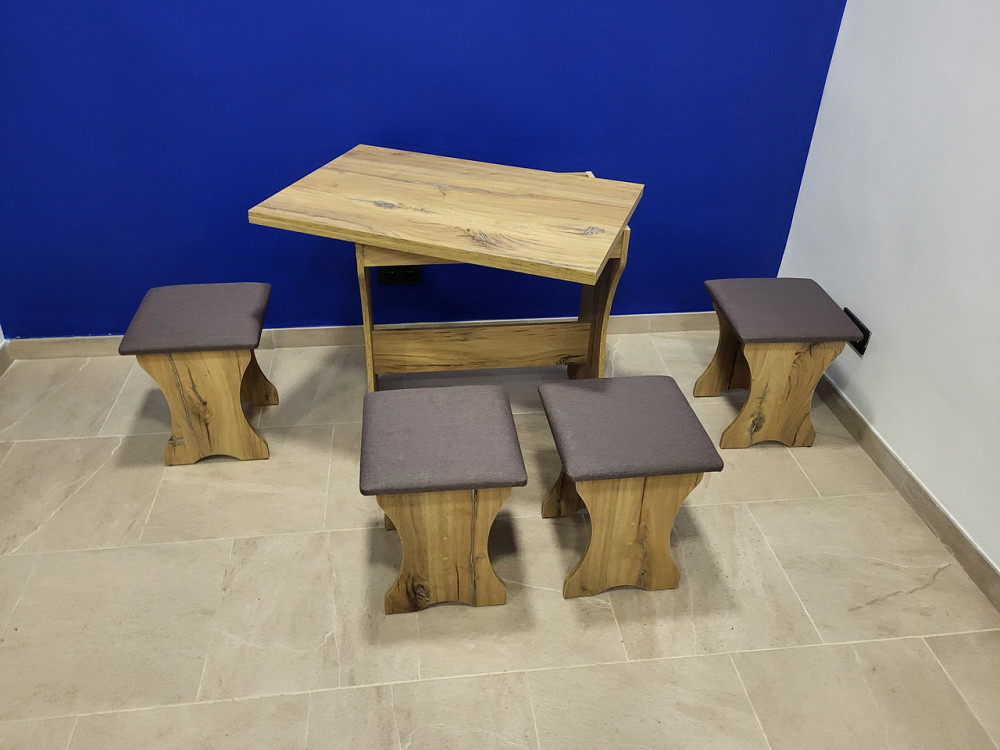 Стол на кухню и 4 мягких табурета (комплект) Дуб Флагшток Львов - изображение 5