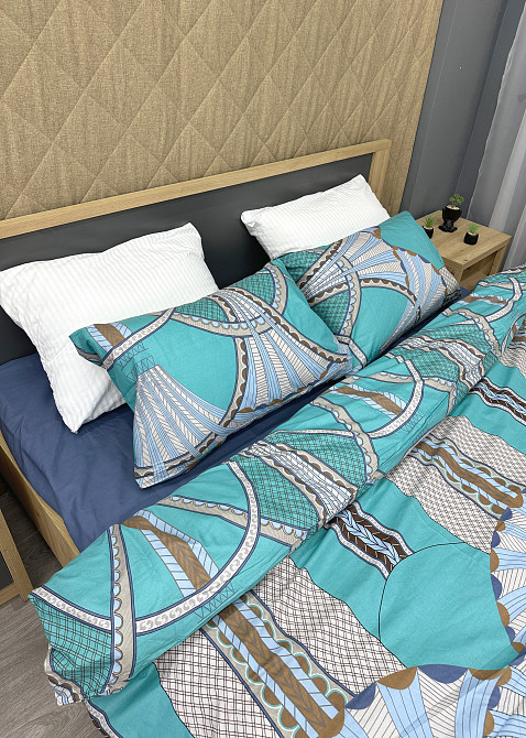 Комплект постельного белья Поплин, Decorator Cotton Lux Collection Gatsby Полуторный 145х215 с разноцветным принтом (88-127) Киев - изображение 2
