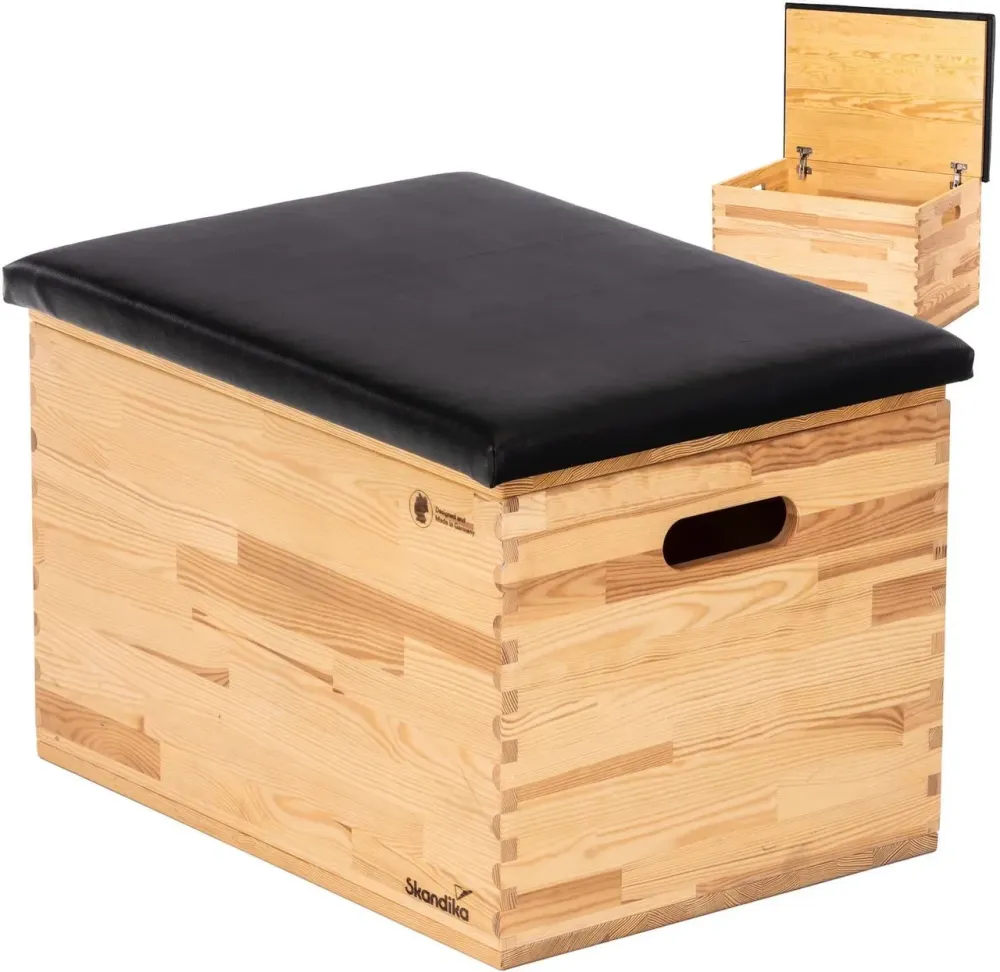 Тренажер Skandika Скриня Plyometryczna Gimnastyczna Vira Z Obiciem, Otwierane Wieko, Lite Drewno Czarne Киев - изображение 1