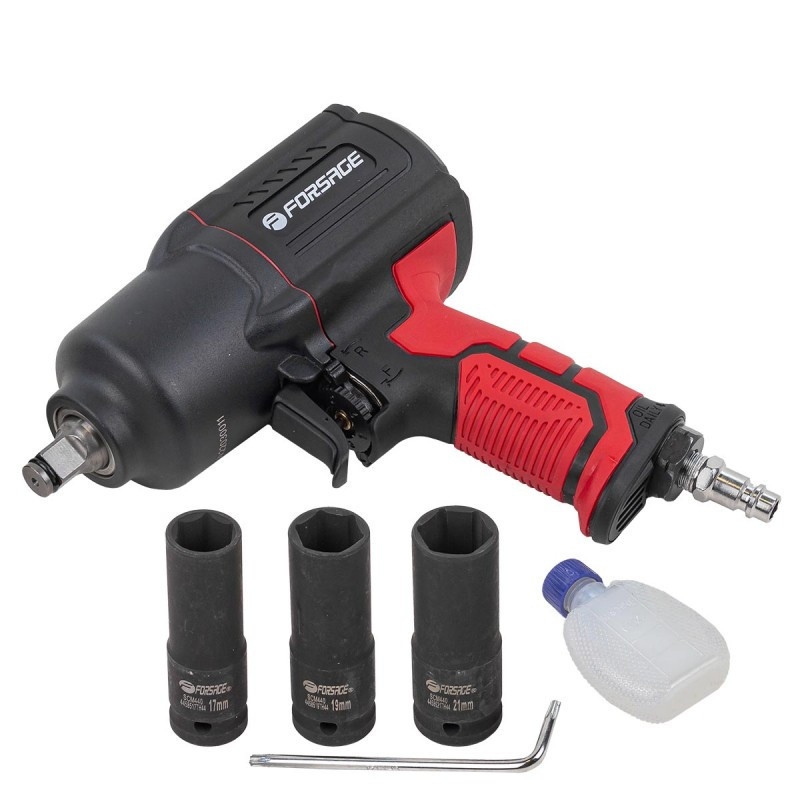 Пневмогайковерт 1/2'' (1450Hм,7000об/хв, 6.3bar, 198л/хв) + набір головок (17,19,21мм) FORSAGE F-82549K4 Одеса - фото 1
