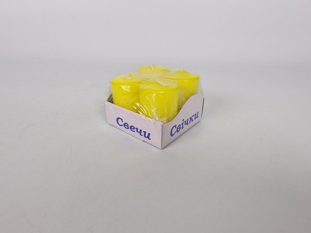 Кольорова Циліндр парафінова свічка (40/60) ЖЕЛТАЯ фарбована всередині біла (4 шт.) Харків - фото 1