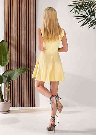 Женское стильное вечернее платье из плотного костюмного материала Лимонный, 42 Одесса