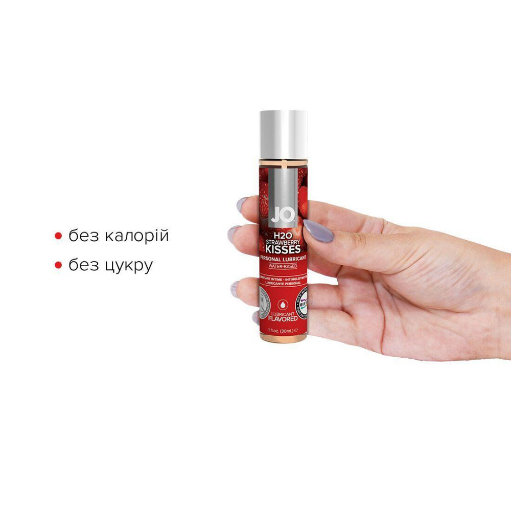 Змазка на водній основі JO H2O — Strawberry Kiss (30 мл) без цукру, рослинний гліцерин Sex Aura Київ - фото 2