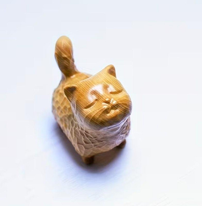 Деревянная фигурка кот 4 см, декоративная статуэтка кота из дерева Киев - изображение 5