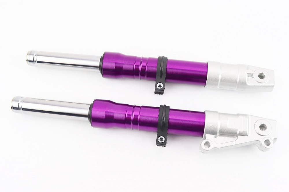 Амортизатор передній (пір'я), к-кт 2шт Honda DIO, 370мм (під диск. торм.) Фіолетовий Київ - фото 1