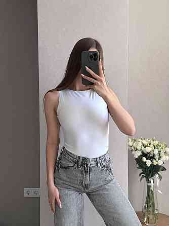 Жіночий базовий повсякденний боді з подвійної тканини мікродайвінг Білий, 40/42 Одеса