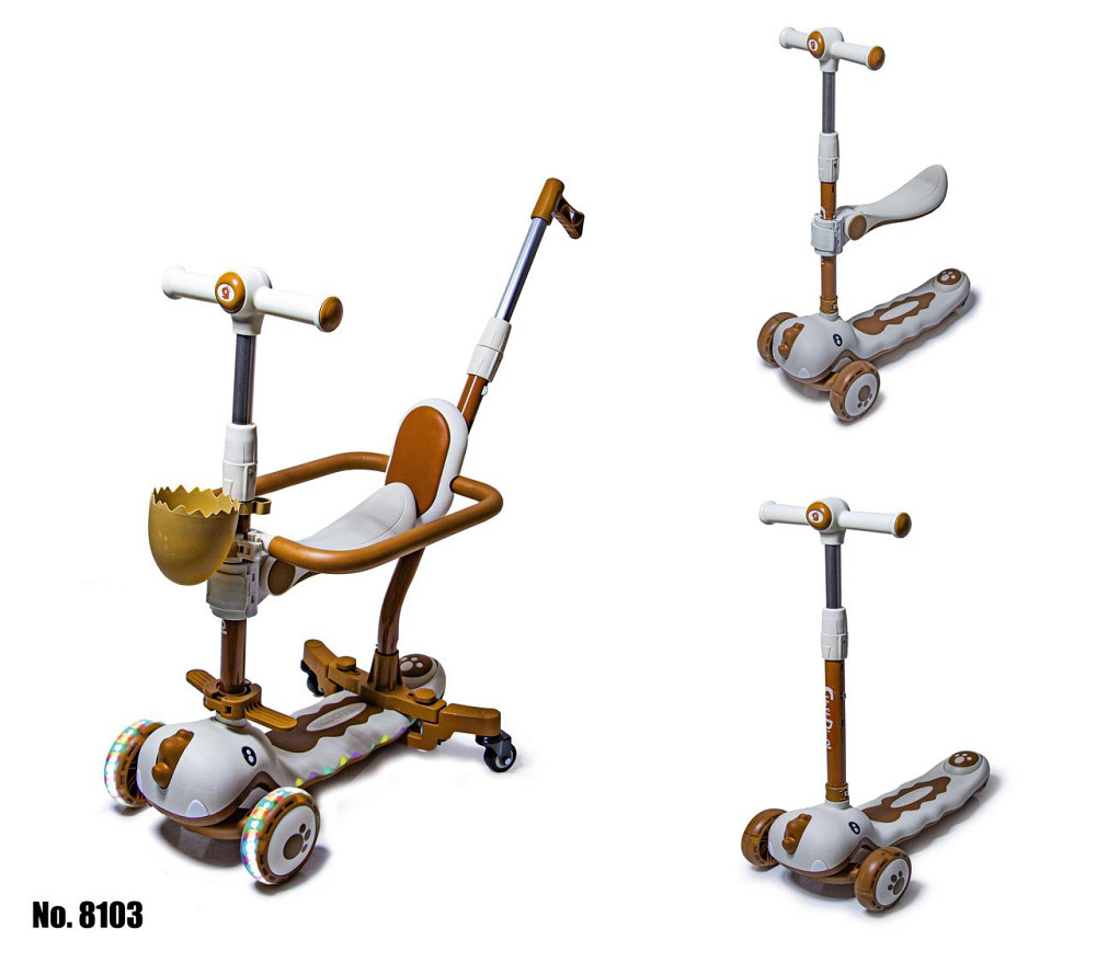 Трехколесный самокат-беговел с бортиком Dinosaur 5 в 1. Белый. Для деток от 1 года. С музыкой и подс Одесса - изображение 5