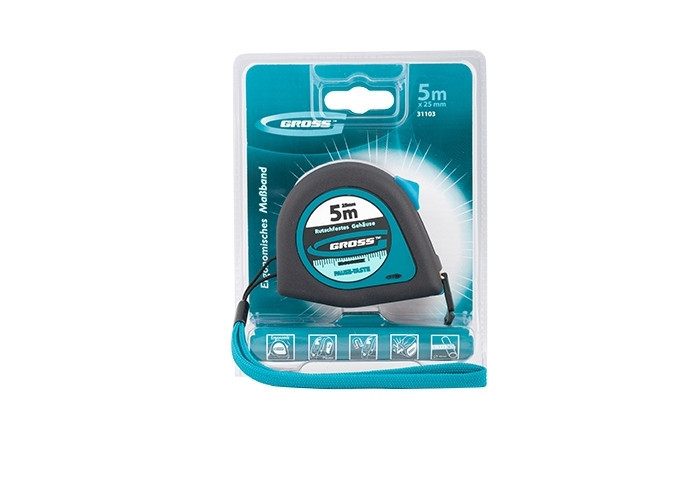 Рулетка "Ergonomisch", 5 м x 25 мм, магнітний прогумований зачіп GROSS Полтава - фото 1