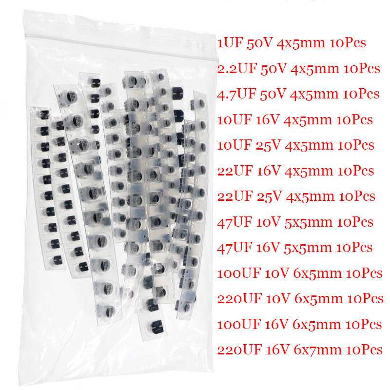 Набор алюминиевых конденсаторов SMD 130 шт 1-220 мкФ Киев - изображение 5