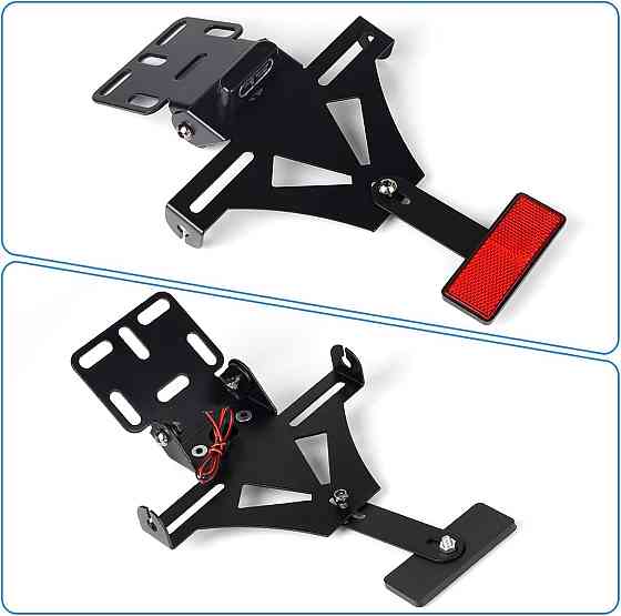 Крепление номерного знака для мотоцикла алюминиевое регулируемое с подсветкой и светоотражателем совместимо с Киев