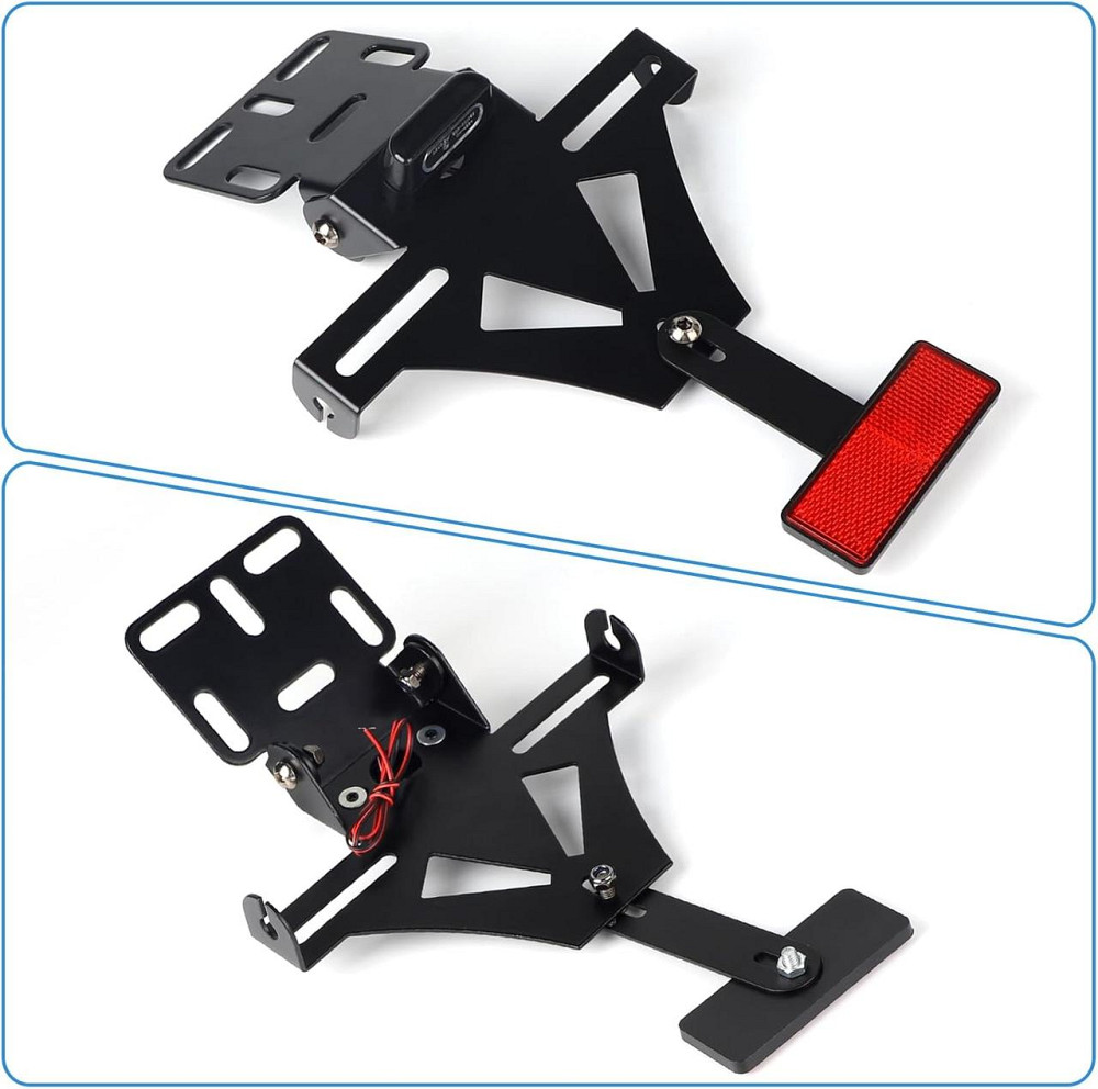 Крепление номерного знака для мотоцикла алюминиевое регулируемое с подсветкой и светоотражателем совместимо с Киев - изображение 3