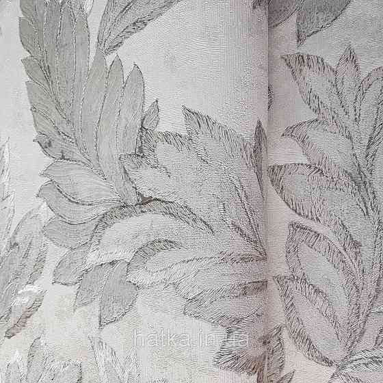 Шпалери метрові вінілові на флізелін 24 Carati Cristiana Masi листя великі сріблом на біло-сірому Київ