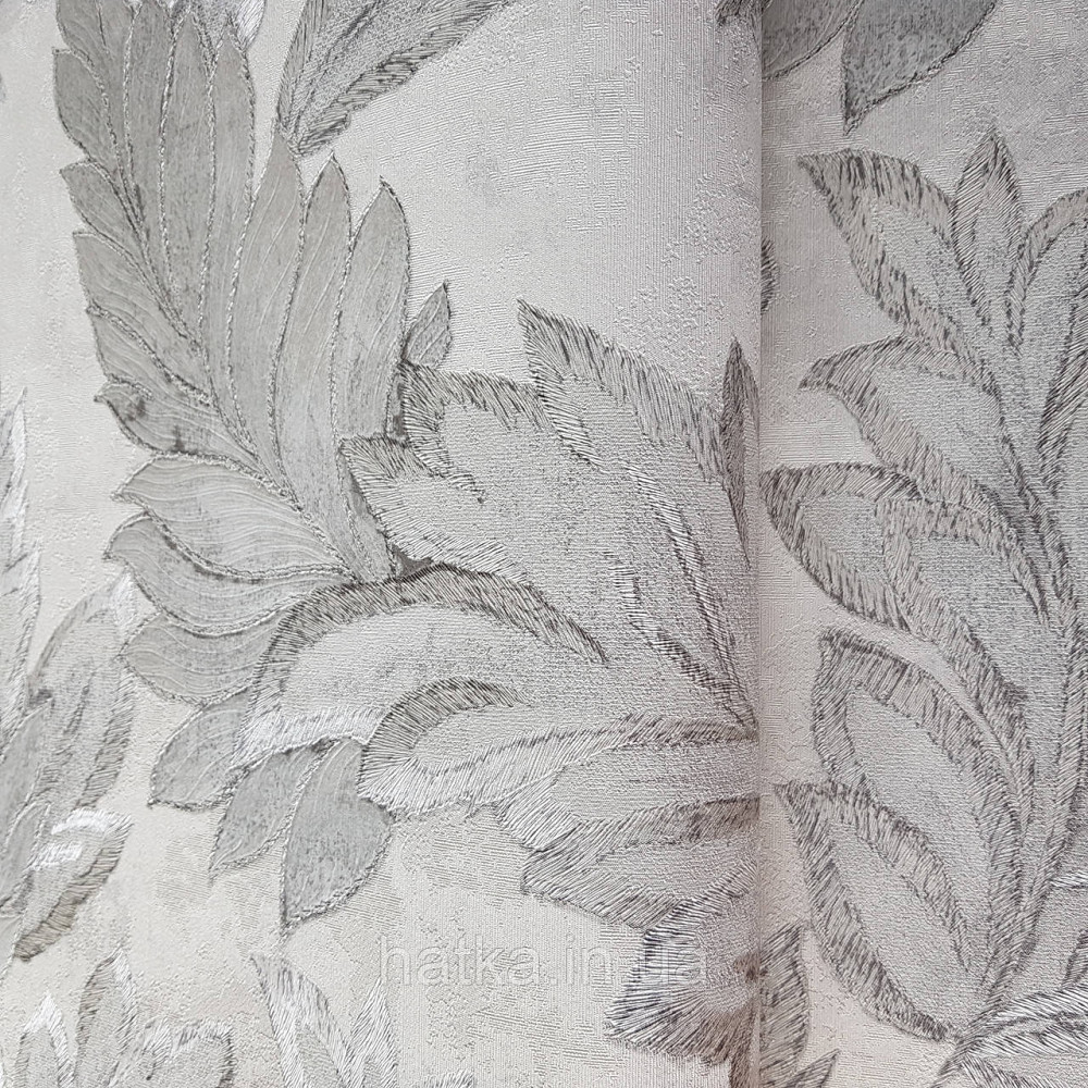 Обои метровые виниловые на флизелине 24 Carati Cristiana Masi листья крупные серебром на бело сером Киев - изображение 2