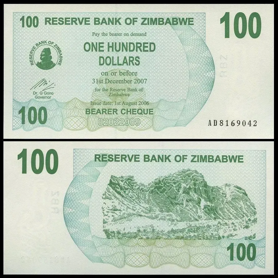 Зимбабве 100 долларов 2006г P-42 UNC Полтава - изображение 1