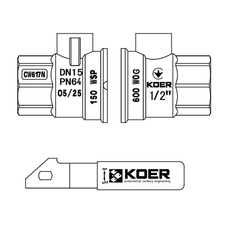 Кран кульовий ГГВ KOER EXTREME KE.214-15 - 1/2" FF ручка "важіль" червона (KR5744) Київ - фото 2
