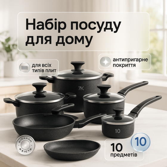 Набор практичных кастрюль, Набор кастрюль премиум, Набор качественных каструль Сборный UJ-54 Львов