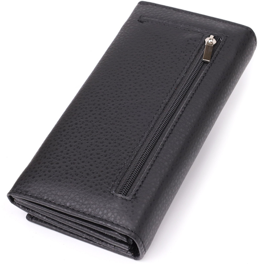 Жіночий вертикальний гаманець із натуральної шкіри Чорний (ST Leather) Київ - фото 6