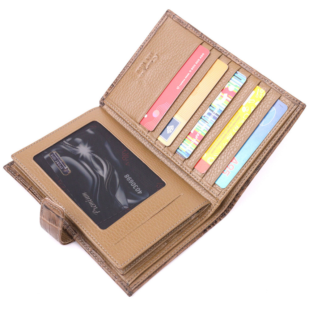 Необычное мужское портмоне с хлястиком из натуральной кожи с тиснением под крокодила KARYA 21196 Киев - изображение 4