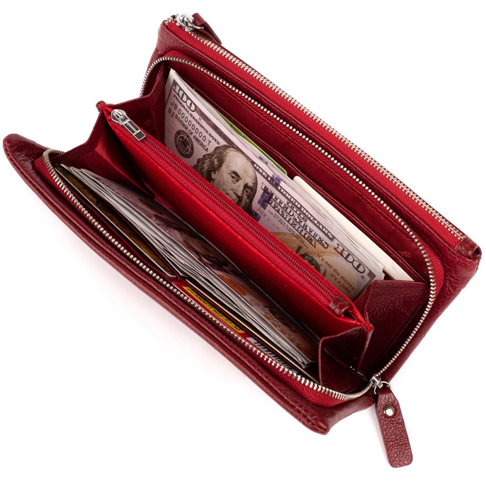 Кошелек-клатч из кожи с карманом для мобильного ST Leather 19311 Бордовый Киев - изображение 7