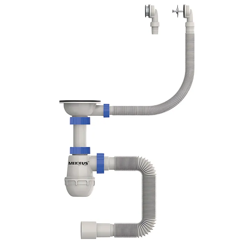 Сифон для кухні Mixxus SK-07-A 3 1/2"x40 з нержавіючою сіткою, гнучким круглим  переливом (MI8198) ( 18918 ) Харків - фото 1