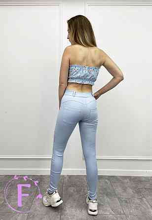 Летний топ с рюшами «Ruffie» оптом 44, Блакитний, В квітку Киев