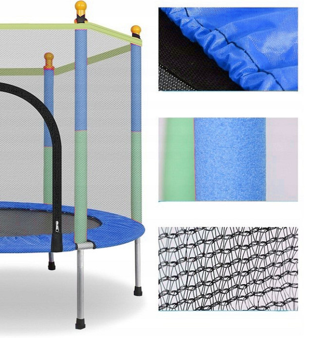 Батут манеж дитячий Atleto 140 см із сіткою синій KRB01 домашній для дітей Київ - фото 3