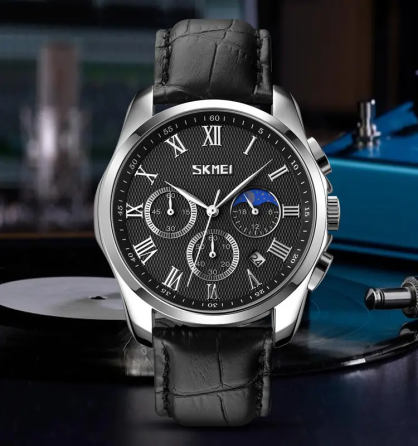 Годинник чоловічий наручний класичний Skmei 9260 (Сріблястий з чорним циферблатом) Вінниця