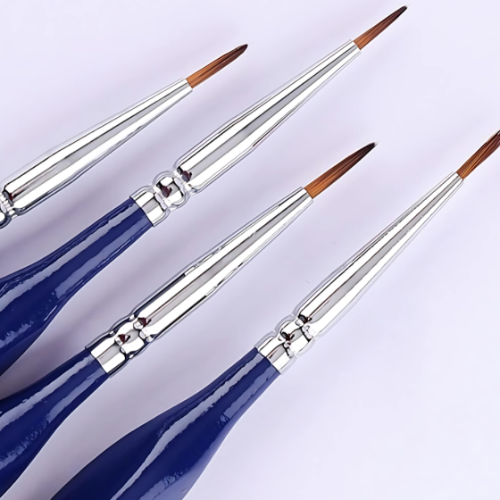 Набор кистей нейлоновых в чехле на молнии для акварели, акрила, гуаши, масла и нейл-арта, 15 шт синие Каменец-Подольский