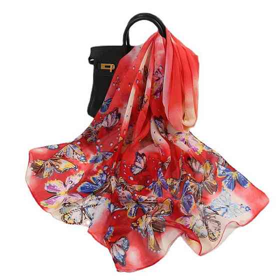 Шарф с бабочками женский 145 на 48 см разноцветный Киев