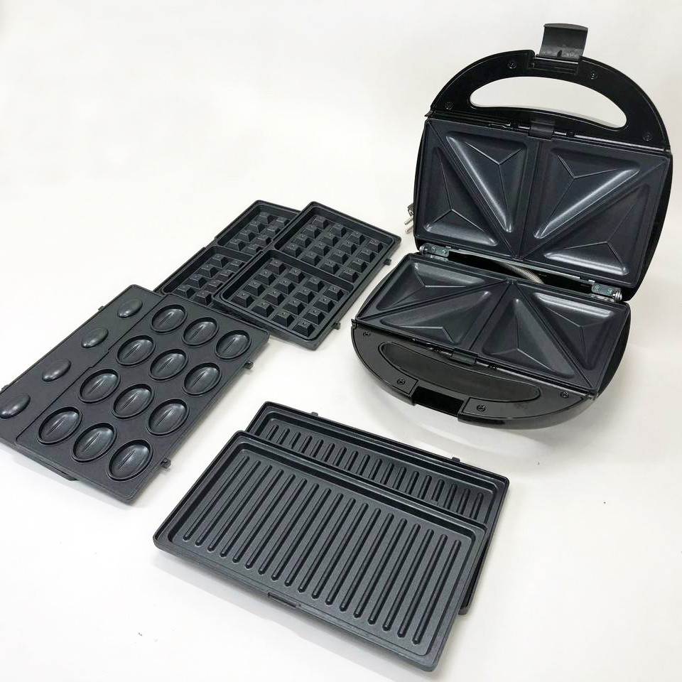 Мультимейкер орешница Domotec MS-7704 1000 W, Гриль с ребристой плитой, Контактный гриль для шашлыков NG-63 Львов - изображение 6