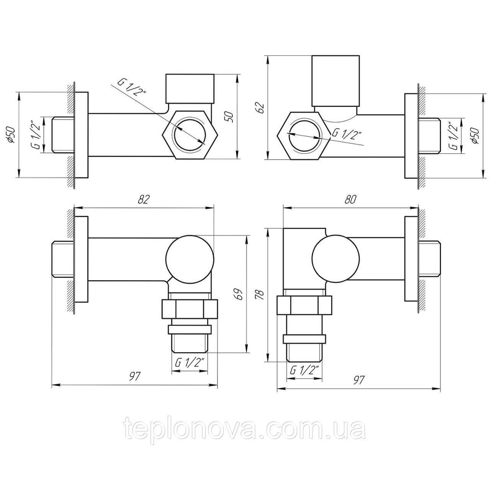 !Набір Кран вентильний кутовий з американкою SOLOMON LUX 1/2″ WHITE 7777_TEN (1уп.) Чернівці - фото 5
