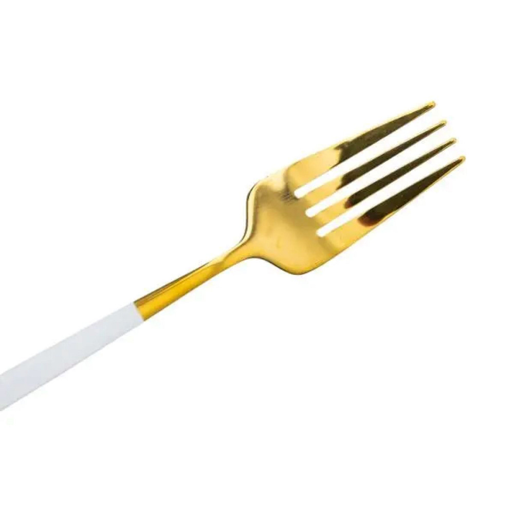 Yiwu Набір столових виделок 6 штук виделки кухонні з нержавіючої сталі 21.5 см Білий із золотом Киев - изображение 2