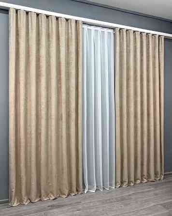 Комплект готових штор VR-Textil Шеніл преміум VELMIRA Rich № 1926ш Бежевий 150х290 см 2 шт (33-0992 Київ