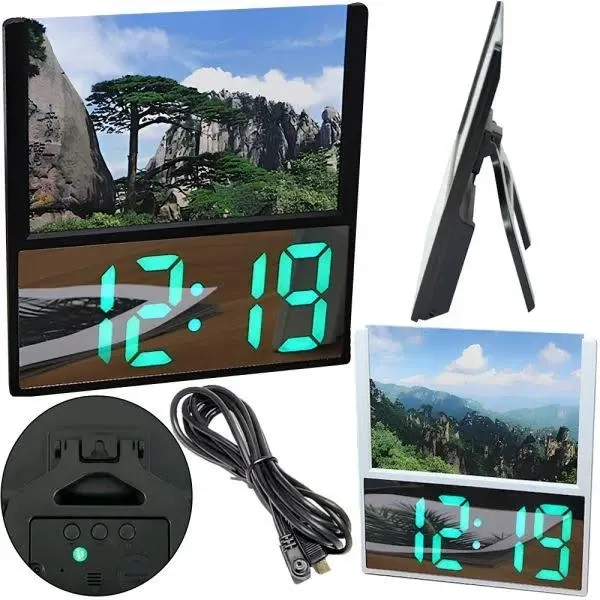 Электронные часы DS-6608 с фоторамкой и будильником – настольные часы 2 в 1 с LED-дисплеем Одесса - изображение 1