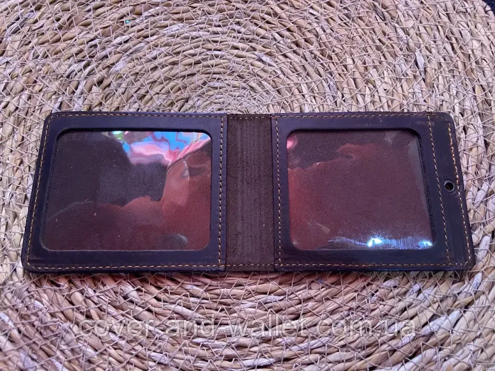 Обкладинка на посвідчення "Служба безпеки України" СБУ з вінтажної шкіри (коричнева) Київ - фото 2