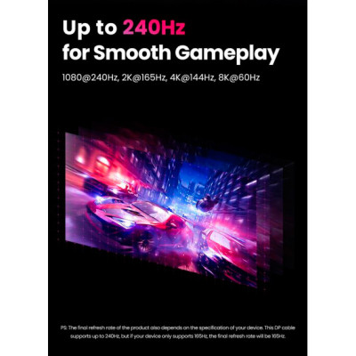 Кабель мультимедийный DisplayPort M to DisplayPort M 1.5m V1.4 braided DP114 black Ugreen (80391) Винница - изображение 4