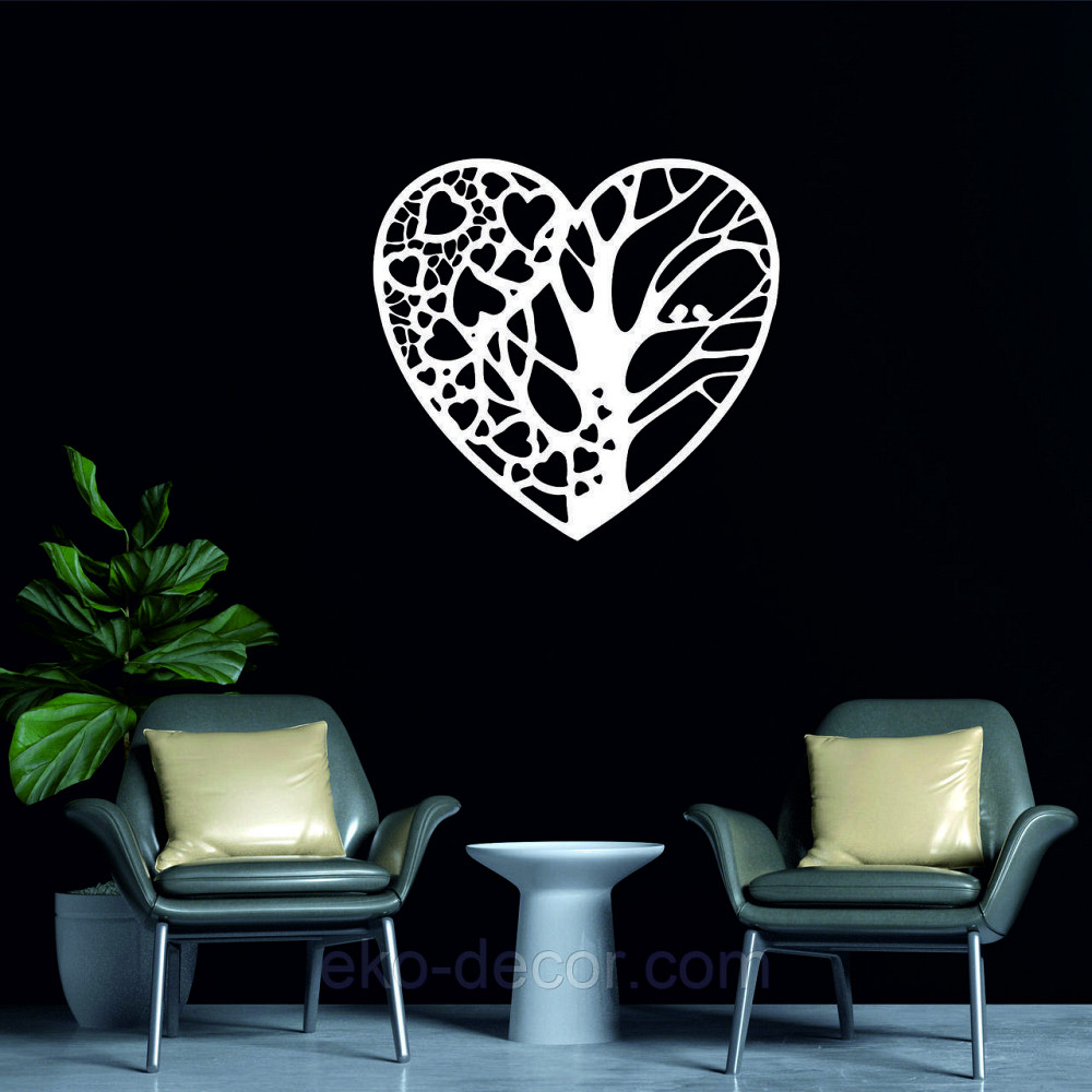 Декоративное настенное Панно «Дерево сердце» Декор на стену 50*47 см, Белый Киев - изображение 3