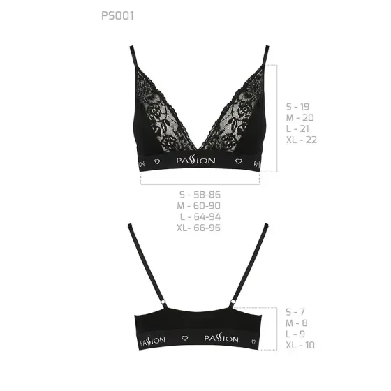 Еластичний топ з мереживом Passion PS001 TOP S, black Львів