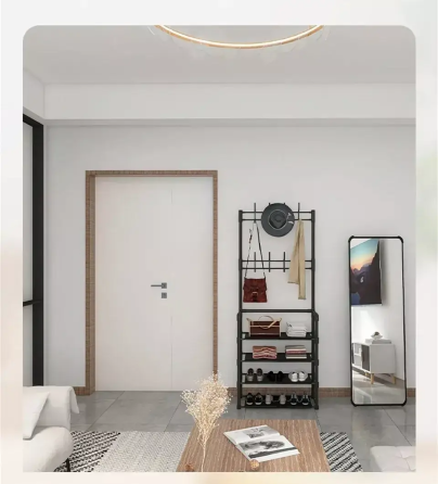 Напольная вешалка-органайзер для одежды и обуви 154×60×29,5 см с 4 прочными полками, металлическо-пластиковая конструкция Одесса