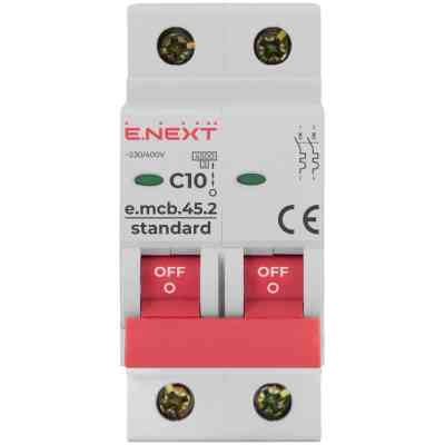 Автоматичний вимикач E.NEXT 2-п e.mcb.stand. 10А C ( 4,5кА) (s002016) Вінниця