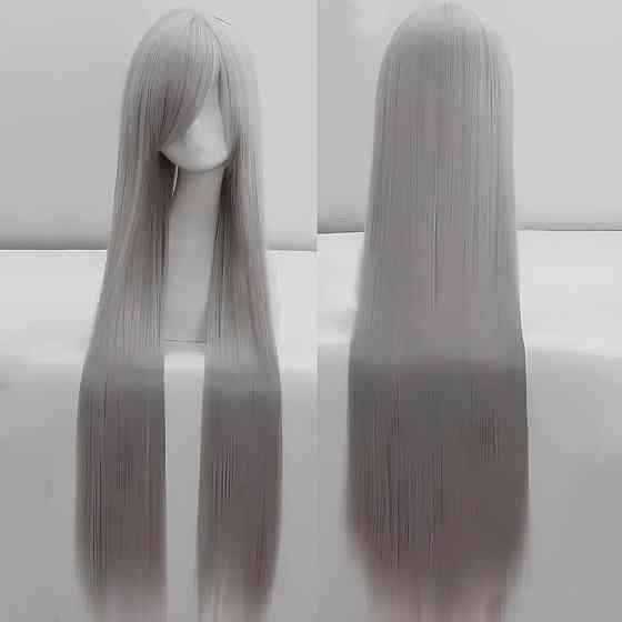Довгі сірі перуки RESTEQ 100см, пряме волосся, перуки із високоякісних синтетичних термостійких волокон Київ