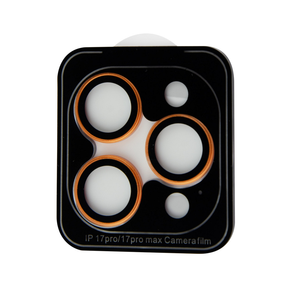 Захисне скло-камеру iPhone 17 Pro Max рамка метал (жовтогарячий) Одеса - фото 1